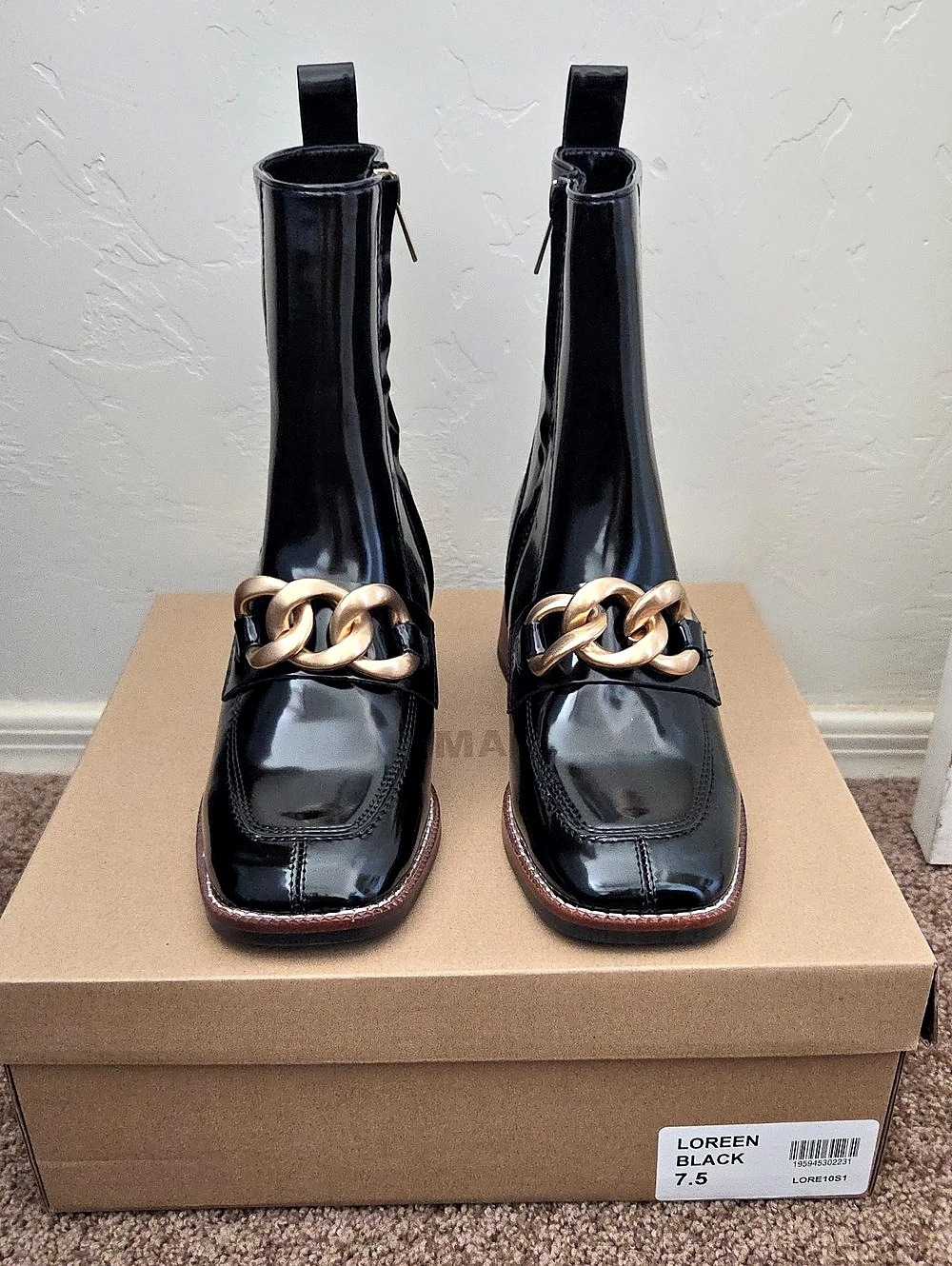 Steve Madden Loreen Chain Ankle Boots Black US 7.5